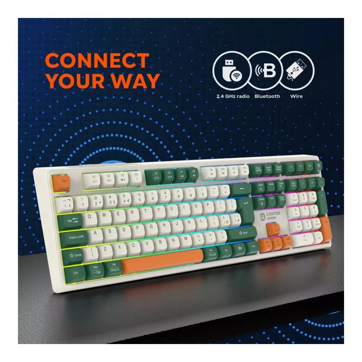 Canyon Shadder GKW-11RGB Wireless Keyboard White CND-SKBW11 - Image 11