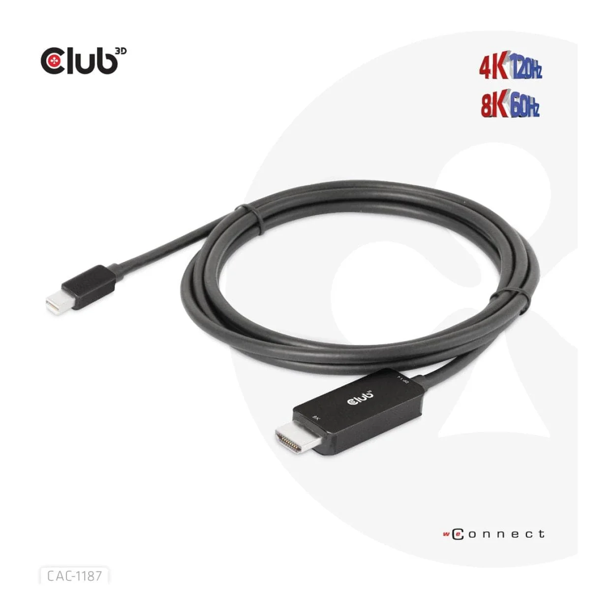 Club 3D 1.8m Mini Display Port 1.4 to HDMI 4K120Hz or 8K60Hz HDR10+ Cable Black CAC-1187 - Image 7