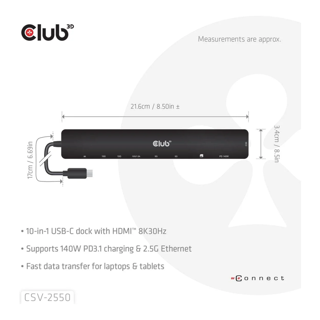 Club 3D 140Watt 10-in-1 USB-C 10Gbps to HDMI 8K30Hz PD3.1 Max Portable Dock CSV-2550 - Image 14