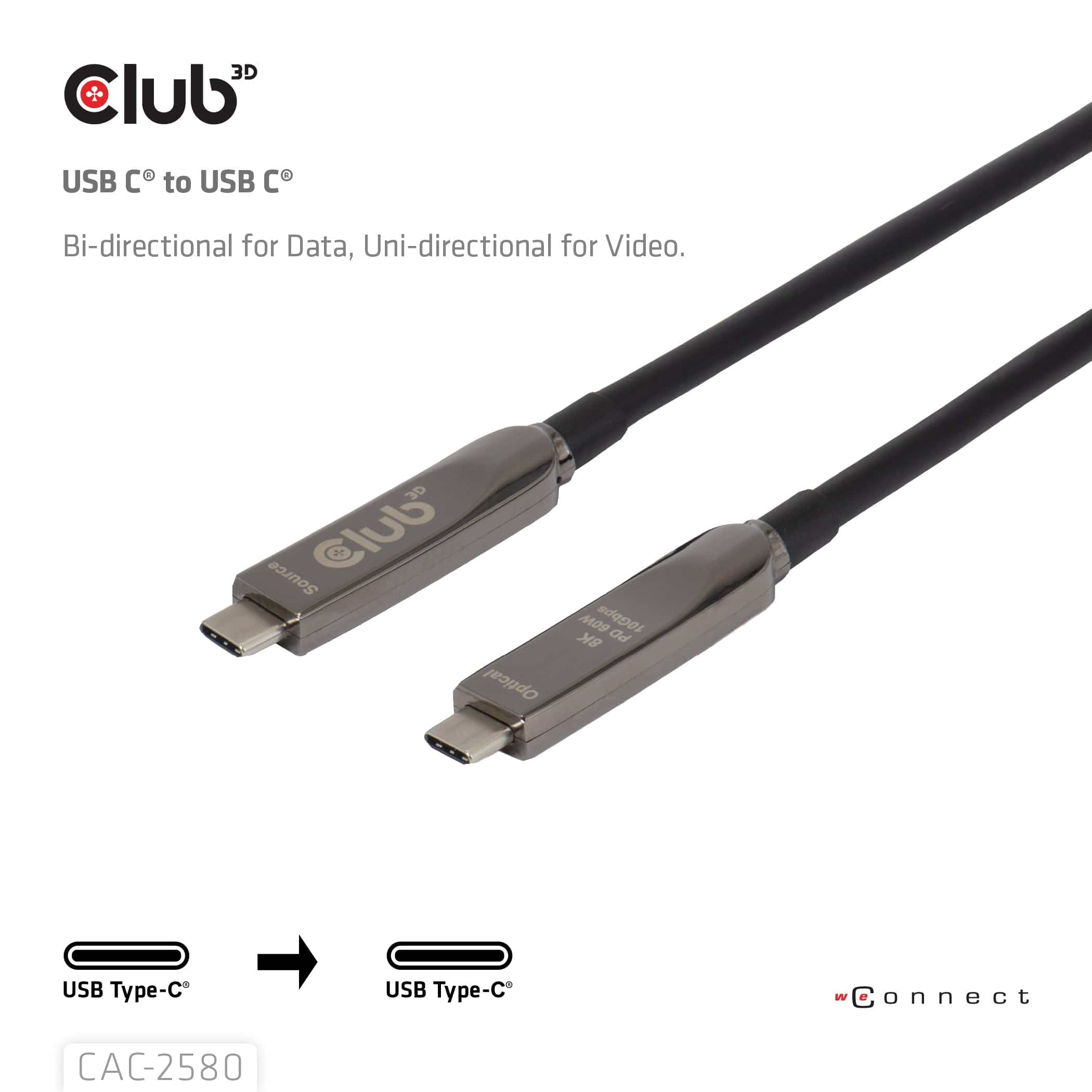 Club 3D 15m 8K 60HZ 10GBPS 60W USB-C AOC Cable Black CAC-2580 - Image 4