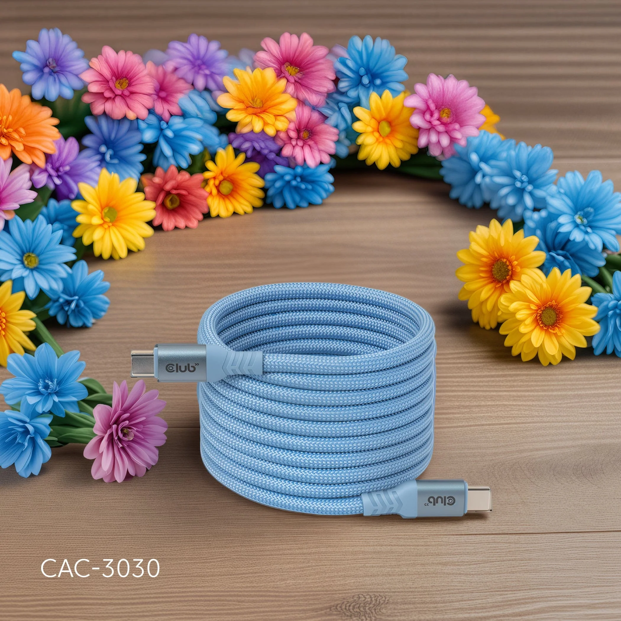 Club 3D 2m USB-C Magnetic Coil 240W PD3.1 Cable Blue CAC-3030 - Image 5