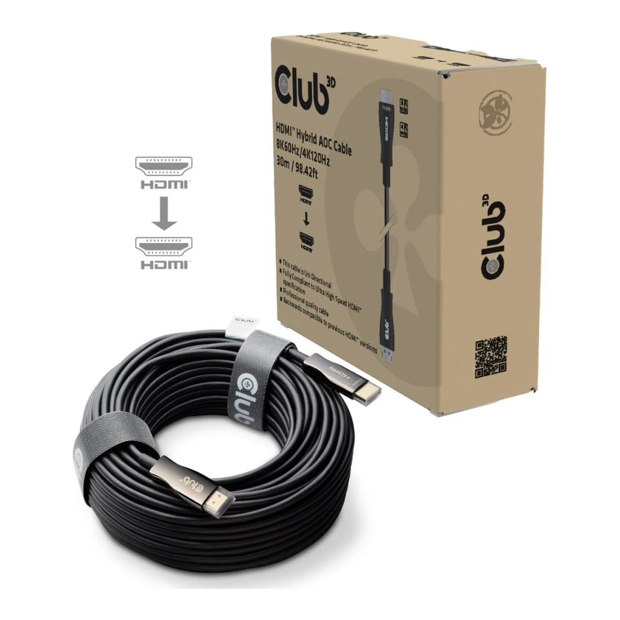 Club 3D 30m 8K 60HZ/4K 120HZ HDMI Hybrid AOC Cable Black CAC-1392 - Image 12