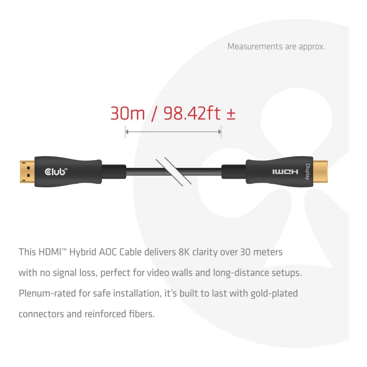 Club 3D 30m 8K 60HZ/4K 120HZ HDMI Hybrid AOC Cable Black CAC-1392 - Image 14