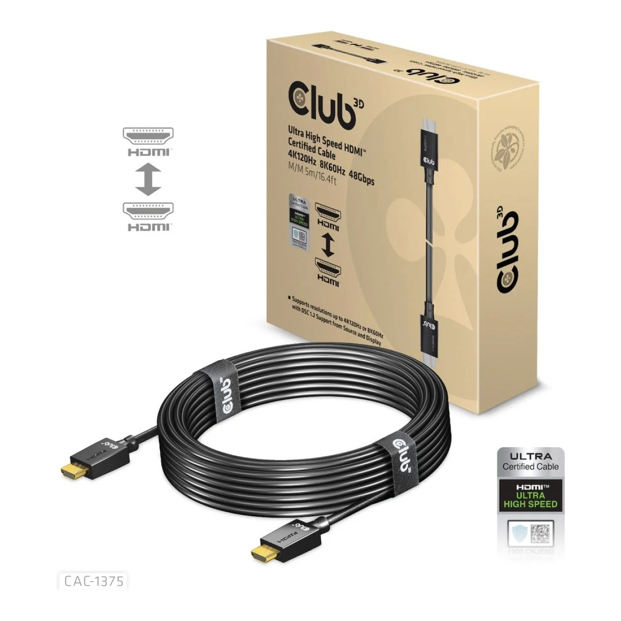Club 3D 5m Ultra High Speed HDMI Certified Cable CAC-1375 - Image 3