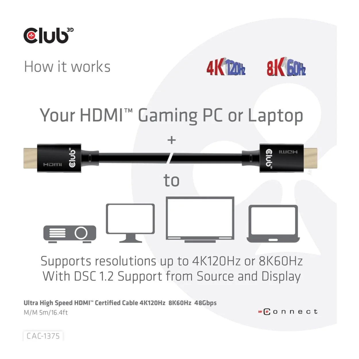 Club 3D 5m Ultra High Speed HDMI Certified Cable CAC-1375 - Image 5