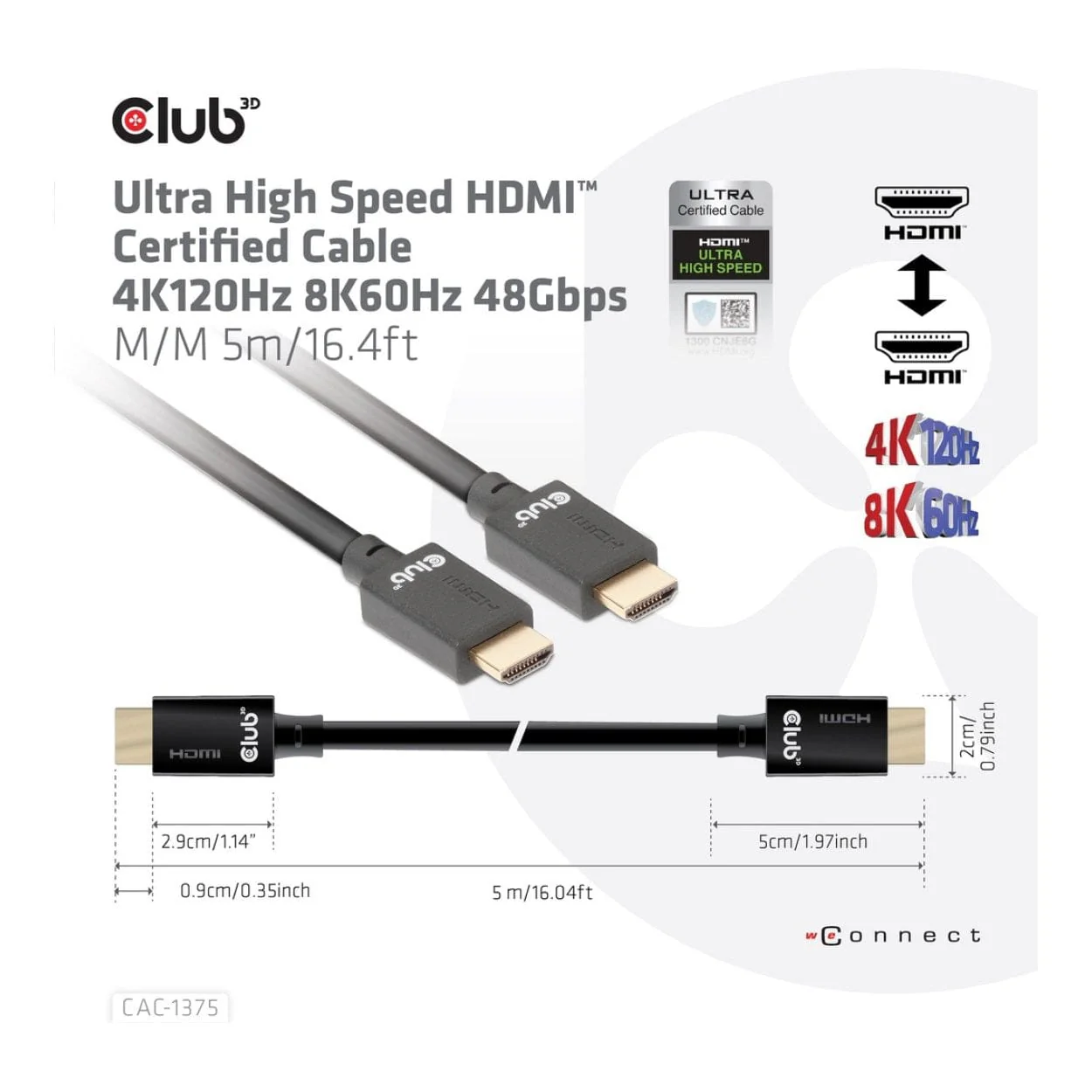 Club 3D 5m Ultra High Speed HDMI Certified Cable CAC-1375 - Image 7