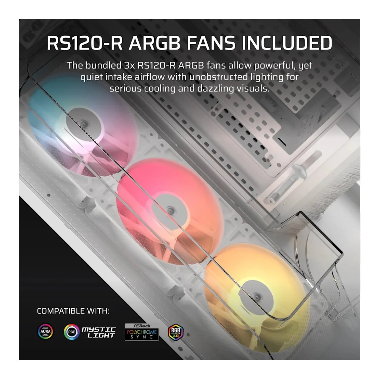 Corsair AIR 5400 RS-R ARGB Triple Chamber Mid-Tower PC Case - White CC-9011319-WW - Image 6