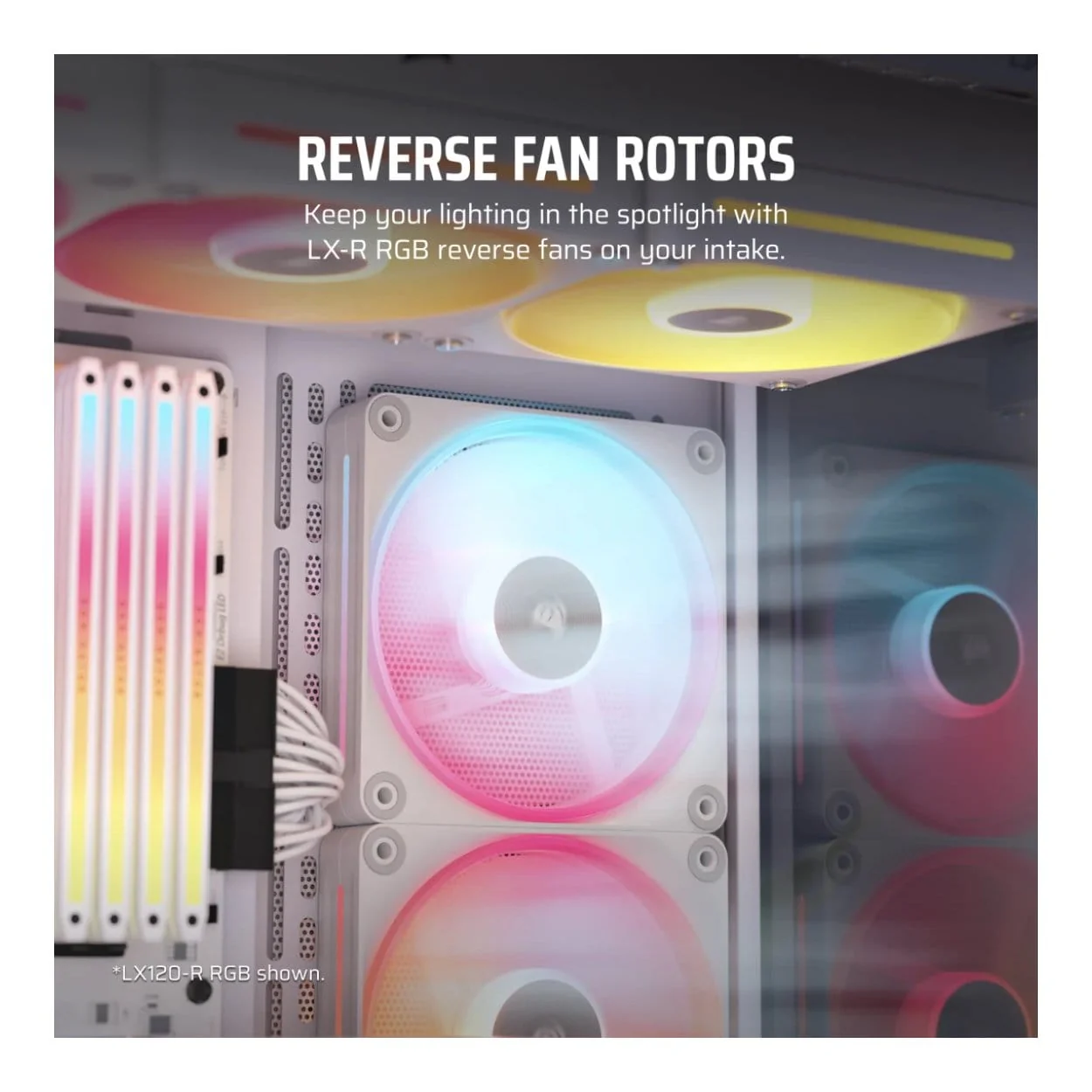Corsair iCUE LINK LX140-R RGB 140mm PWM Reverse Fans Starter Kit - White 2-pack CO-9051056-WW - Image 4