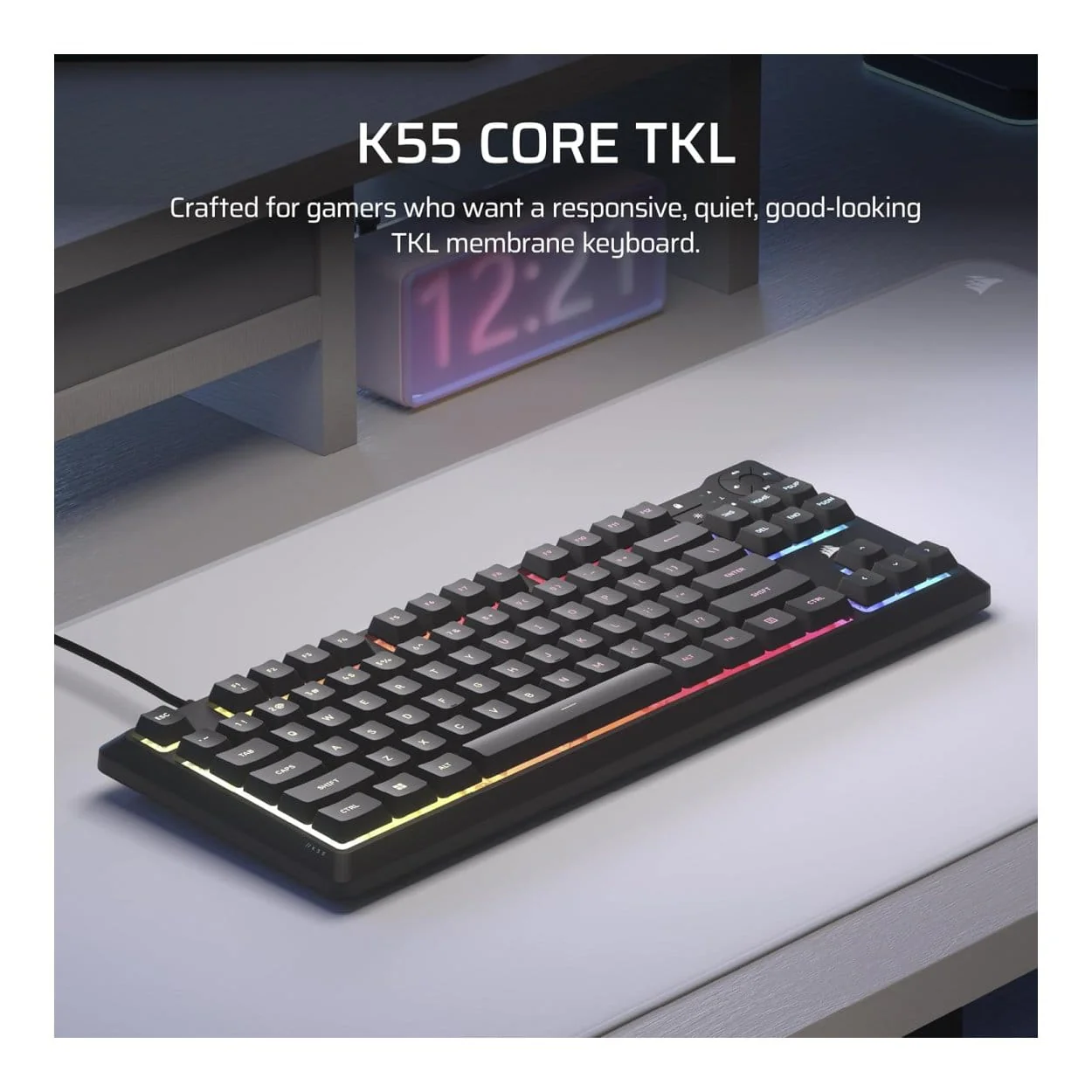 Corsair K55 CORE TKL RGB Wired Gaming Keyboard CH-9216065-NA - Image 2