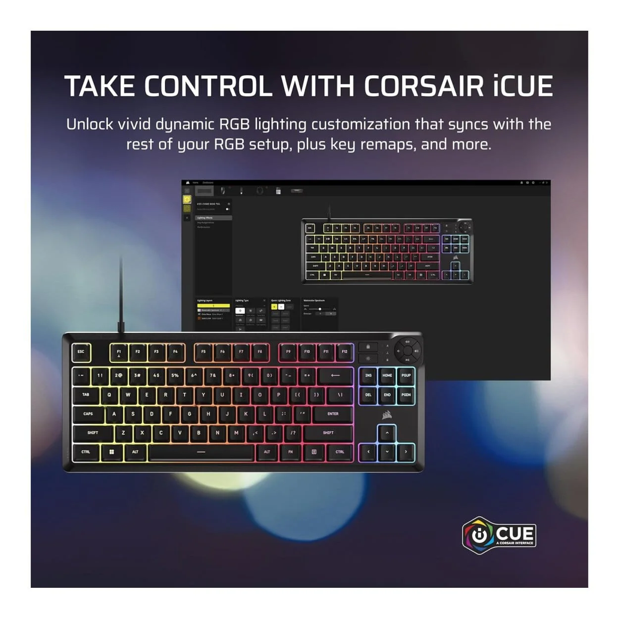 Corsair K55 CORE TKL RGB Wired Gaming Keyboard CH-9216065-NA - Image 7
