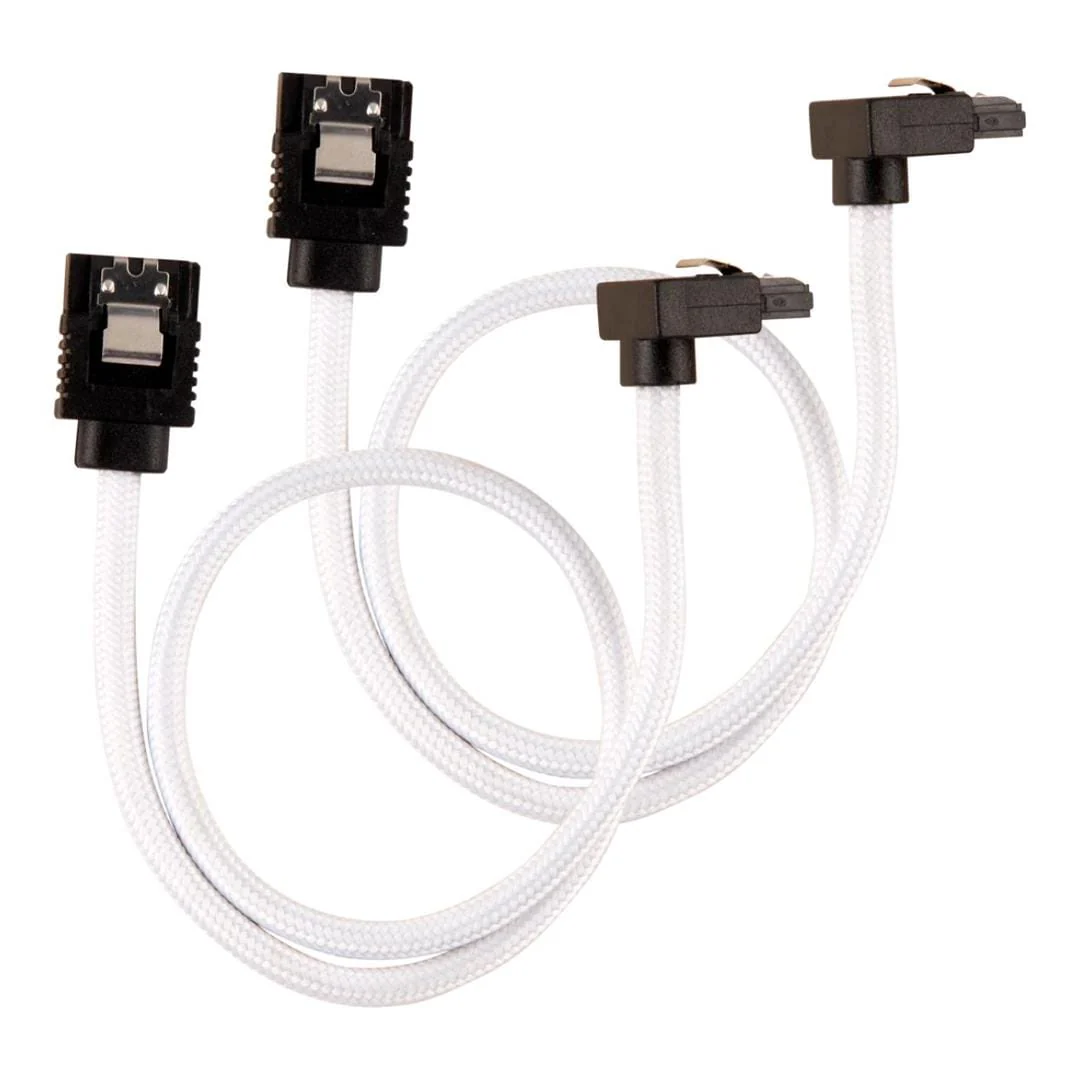 Corsair Premium Sleeved 90 Degree Connector SATA 6Gbps Cable 30cm White CC-8900279