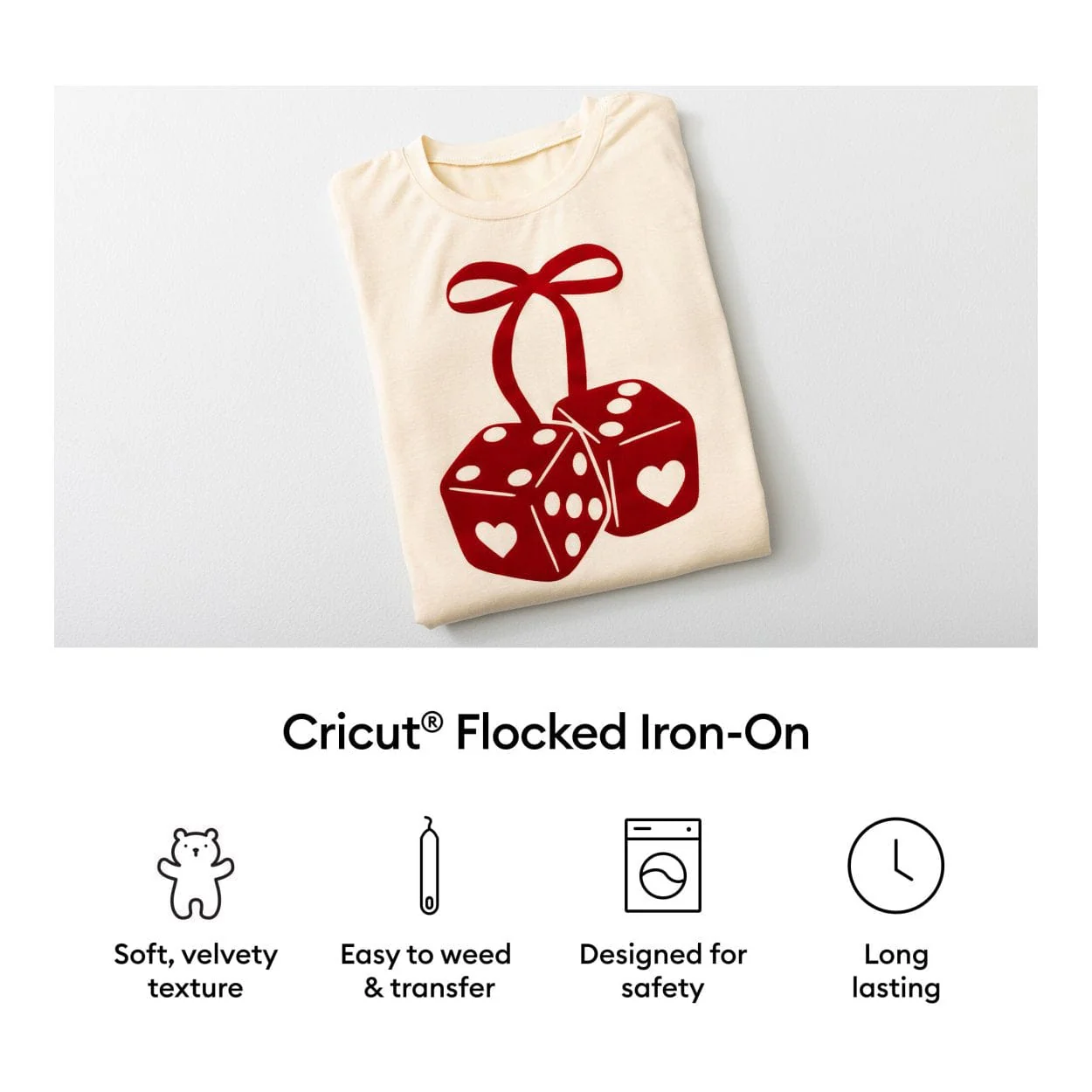 Cricut Flocked Iron-On Vinyl 30.5x48.3cm 1-sheet White 2011789 - Image 2