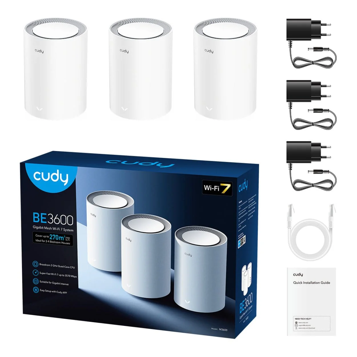 Cudy M3600(3-Pack) BE3600 Dual-band Wi-Fi 7 Mesh Sytem White - Image 4