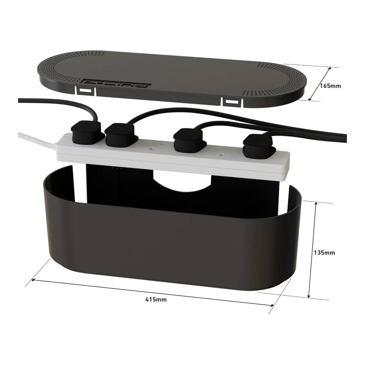 D-Line Cable Tidy Box Cable Management Black - Large DCTULGEB - Image 2