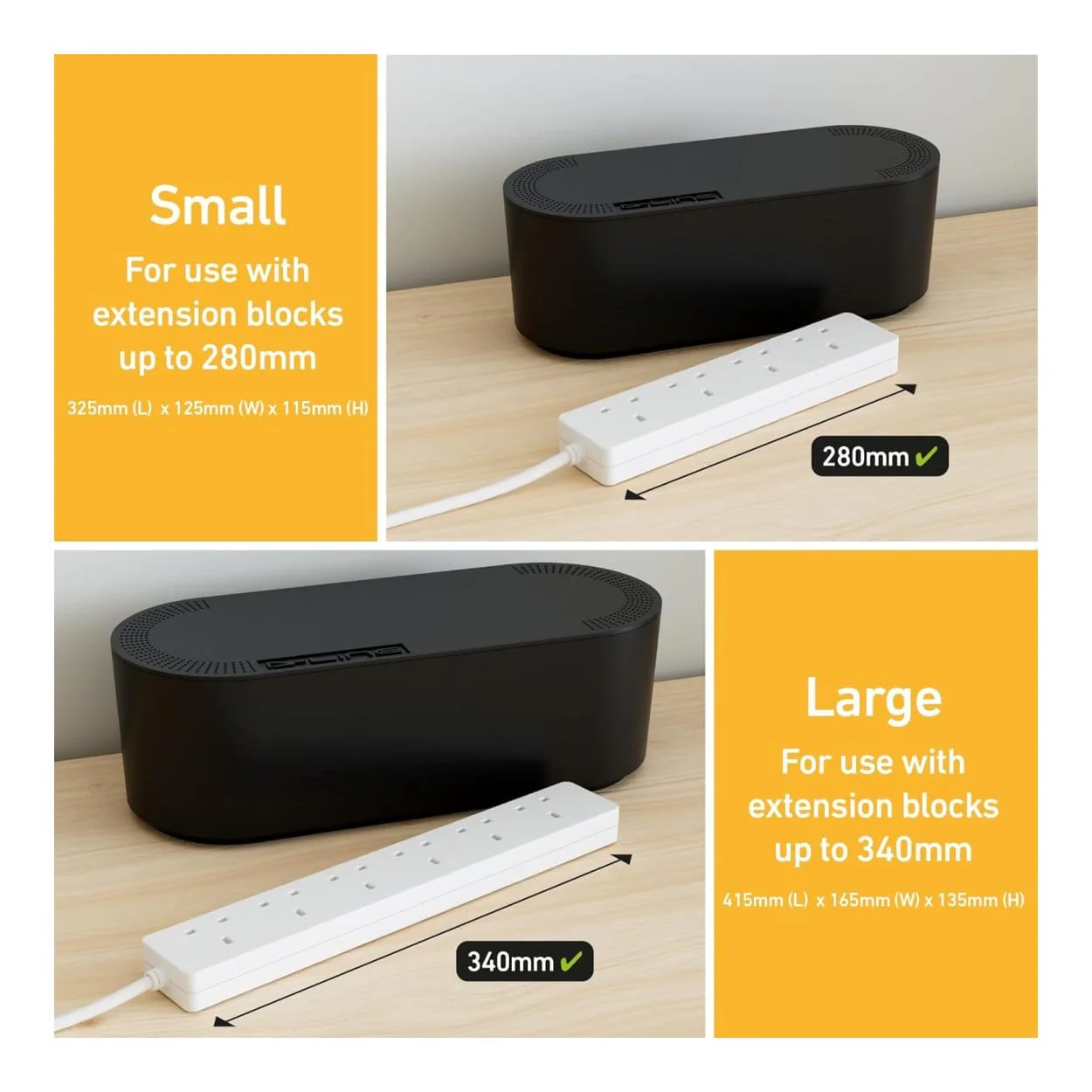 D-Line Cable Tidy Box Cable Management Black - Large DCTULGEB - Image 3