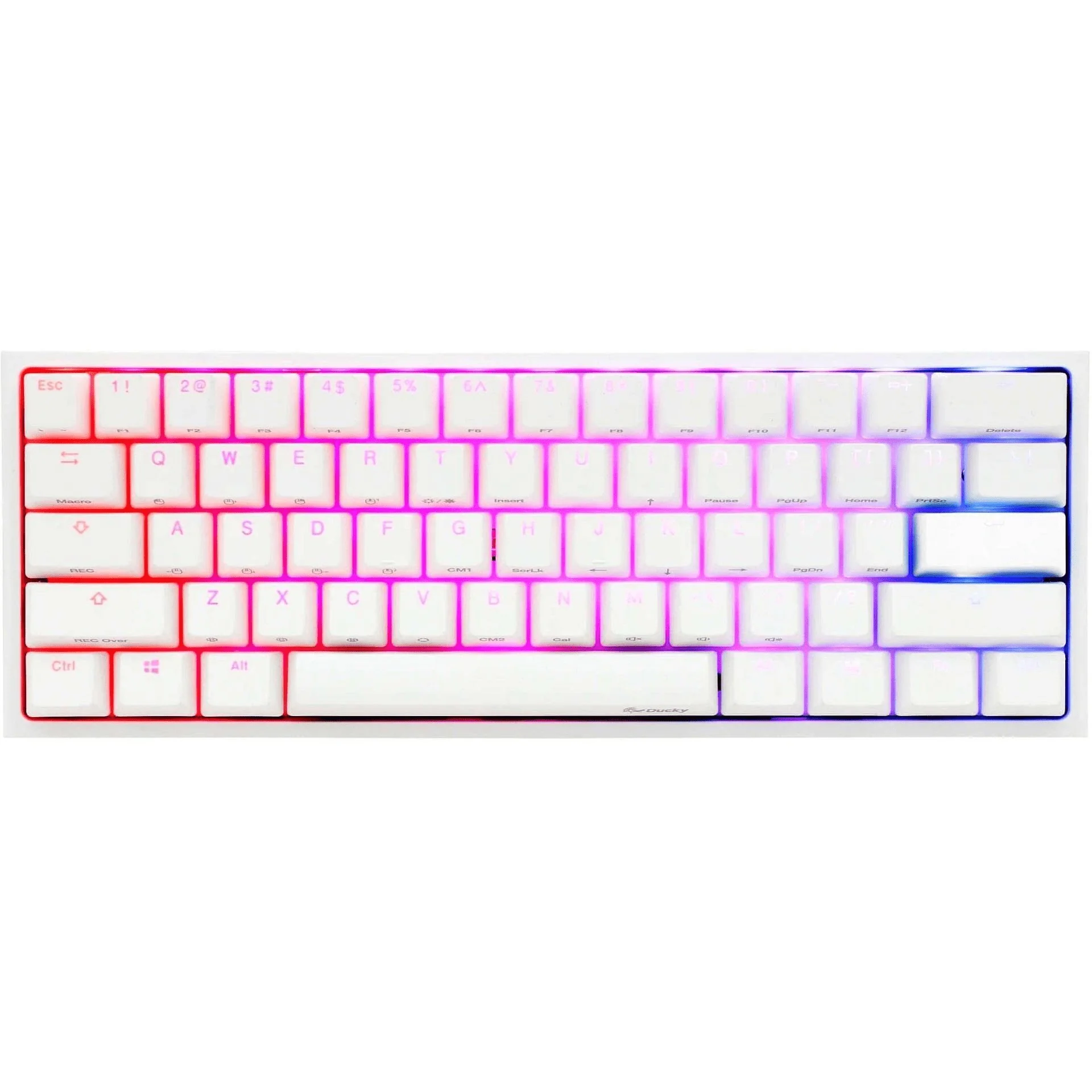 Ducky One 2 Pro Mini 60 Cherry MX Red Linear Mechanical Wired Gaming Keyboard - White DKON2061ST-RUSPDWWT2