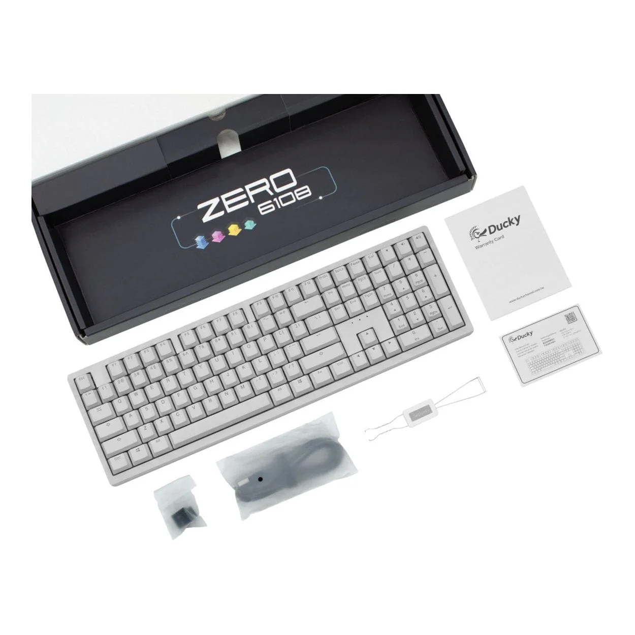 Ducky Zero 6108 Wireless RGB Gaming Keyboard White with Cherry MX2A Brown Tactile Switches - Image 4
