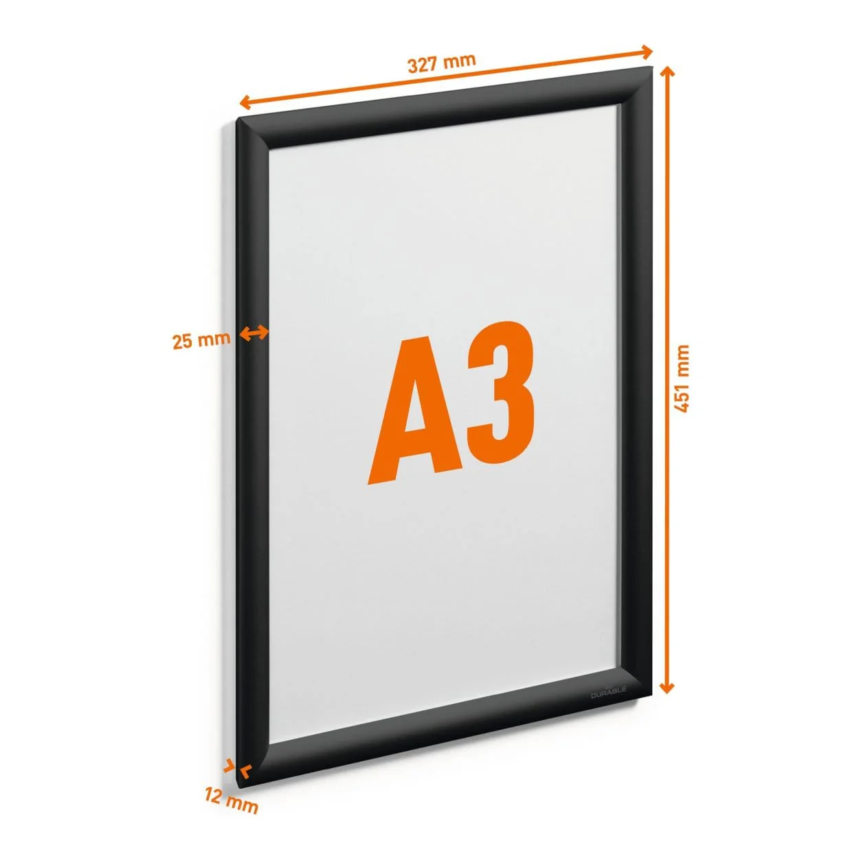 Durable A3 Snap Frame Aluminium Black 479701 - Image 3
