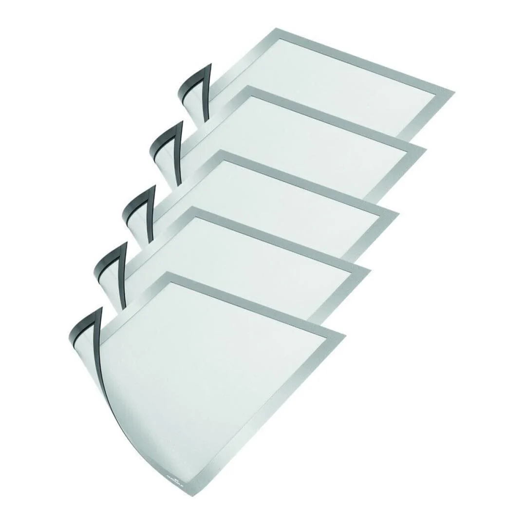 Durable DURAFRAME A4 Magnetic Document Signage Frame 5-pack Silver 486923