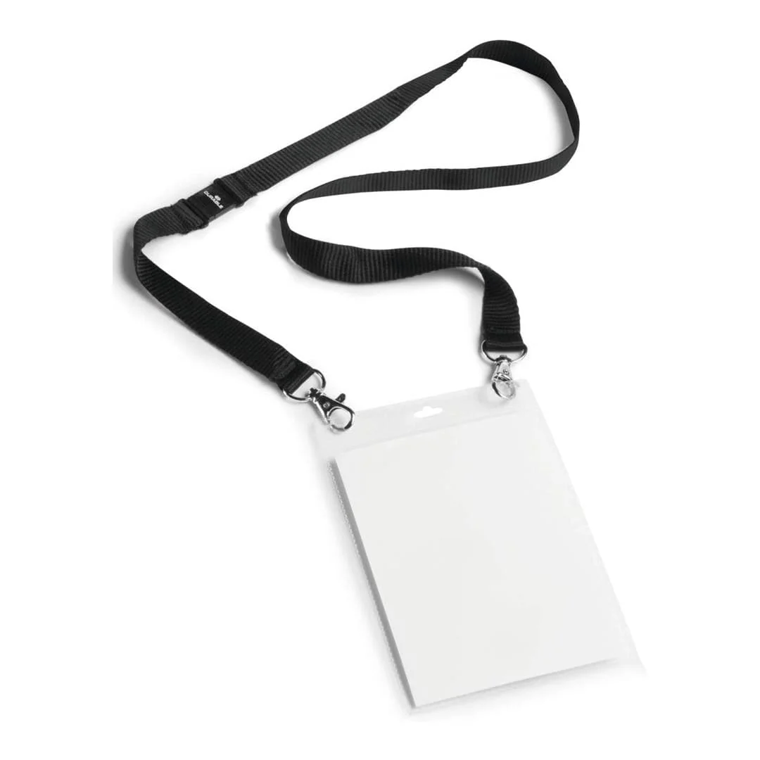 Durable Name Bagde A6 With Textile Lanyard Complete Kit 10-pack 852501