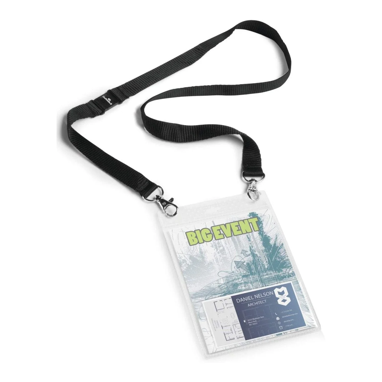Durable Name Bagde A6 With Textile Lanyard Complete Kit 10-pack 852501 - Image 3