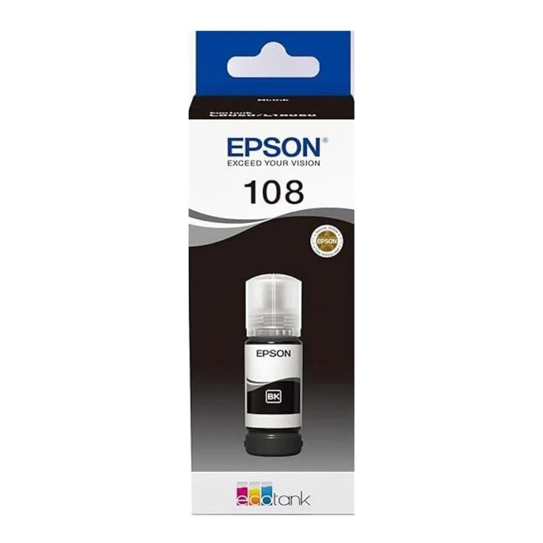 Epson 108 Ink Bottle Black EcoTank Original 70ml Single-pack C13T09C14A - Image 2