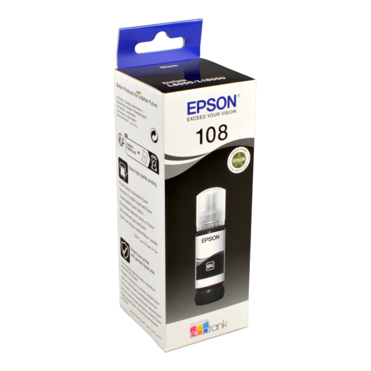Epson 108 Ink Bottle Black EcoTank Original 70ml Single-pack C13T09C14A - Image 3