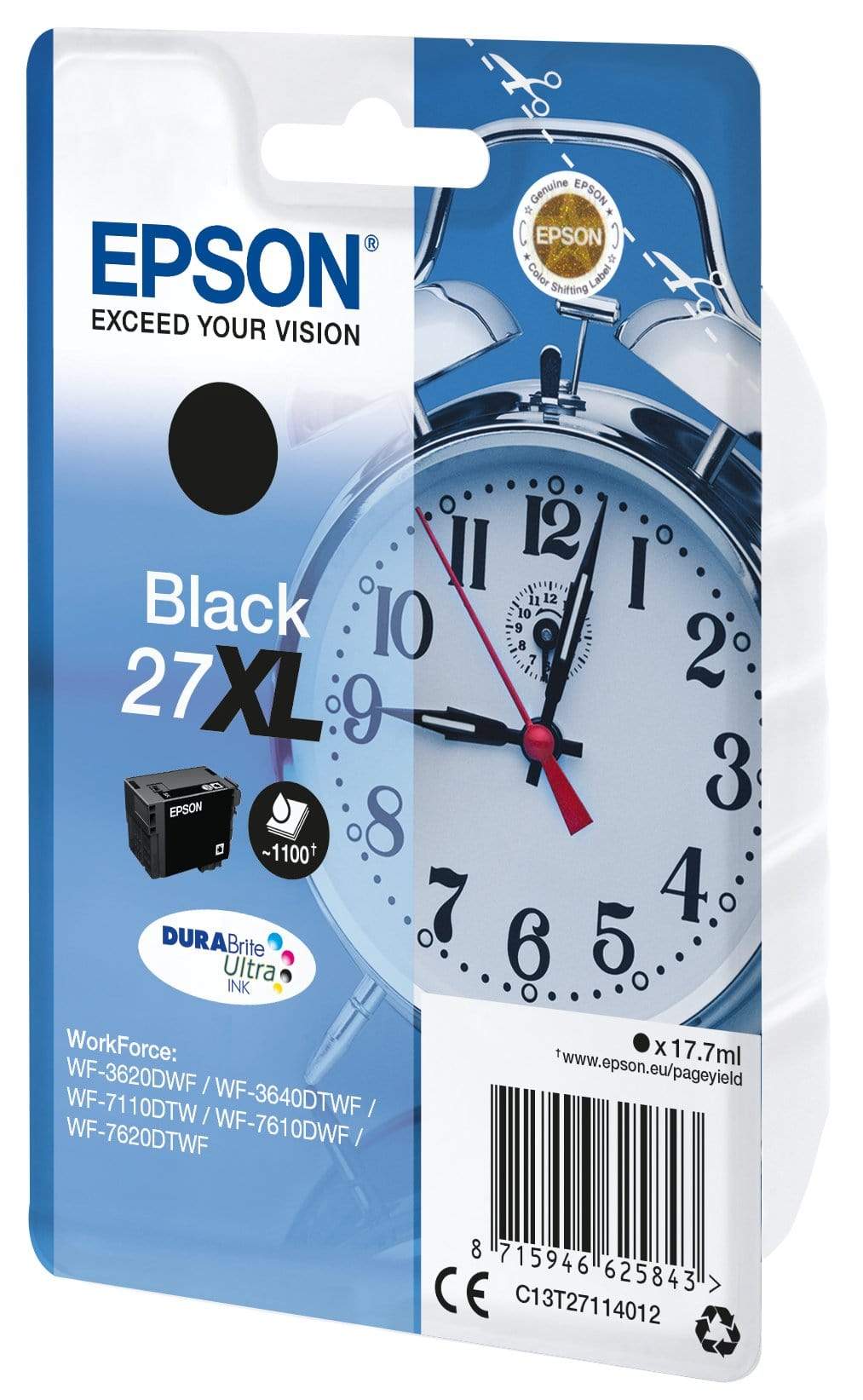 Epson 27XL Single-pack DURABrite Ultra Black High Yield Printer Ink Cartridge Original C13T27114012 - Image 2