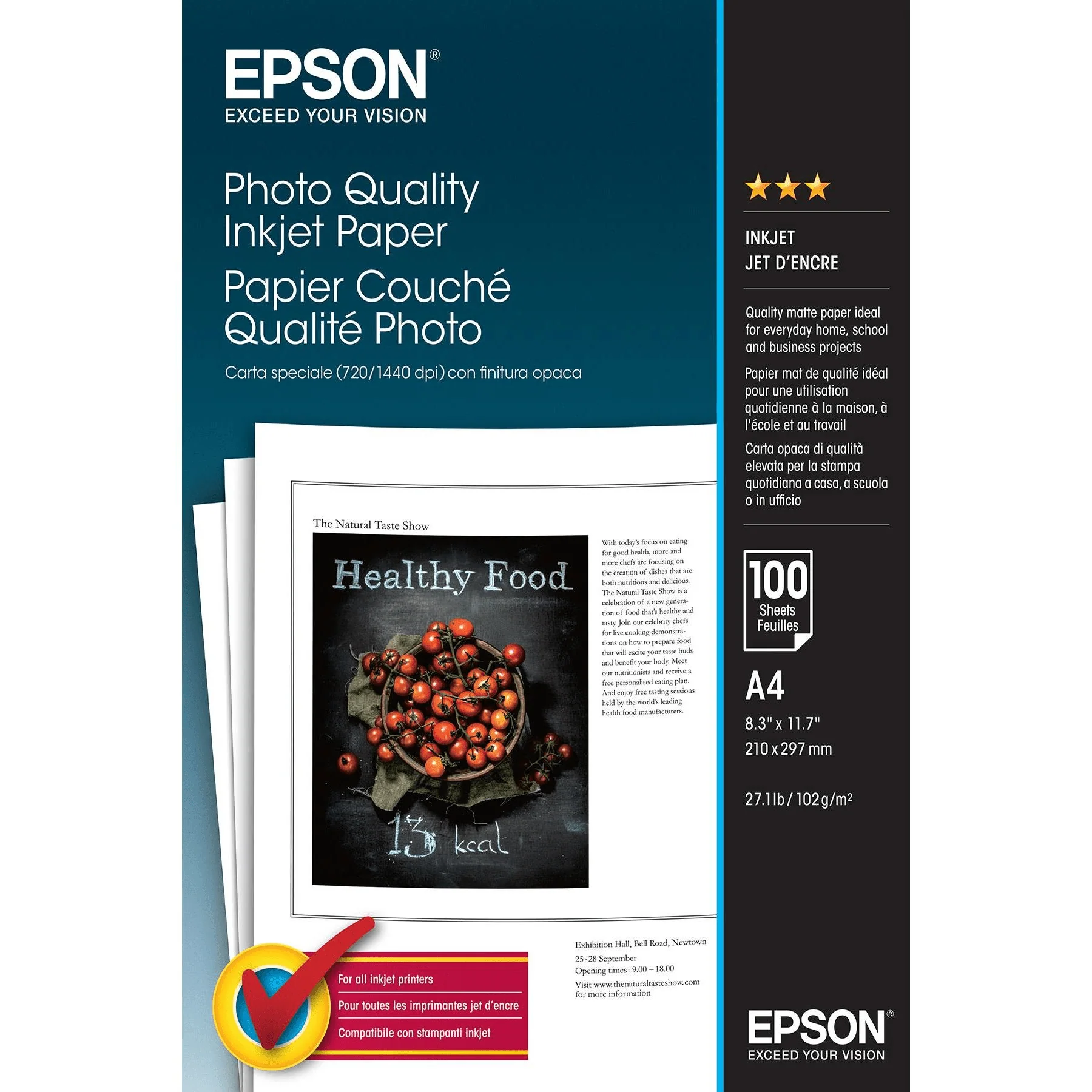 Epson C13S041061 A4 Photo Quality Inkjet Paper 100 Sheets