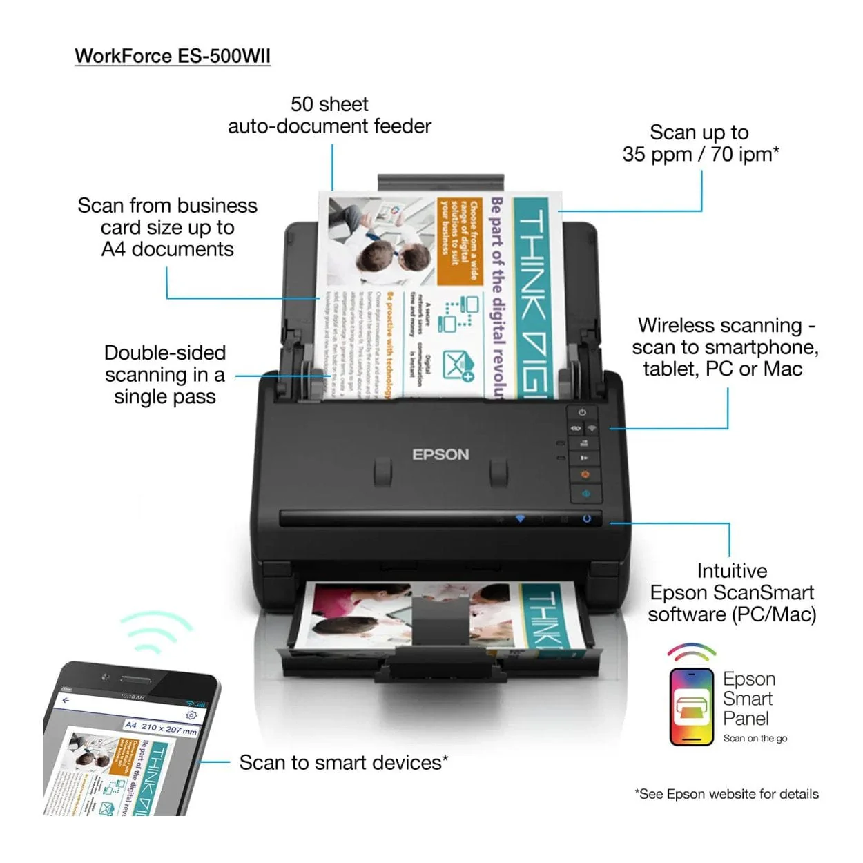 Epson Workforce Es-500wii A4 Scanner B11B263401BA - Image 5