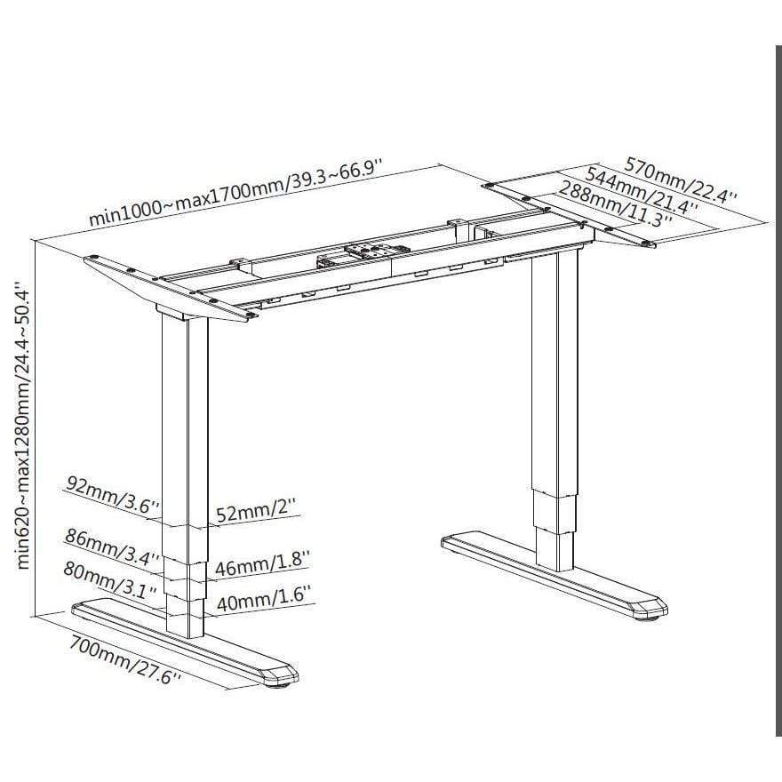 Equip ERGO Electric Sit-Stand Desk Frame Dual Motor Black 650805 - Image 5
