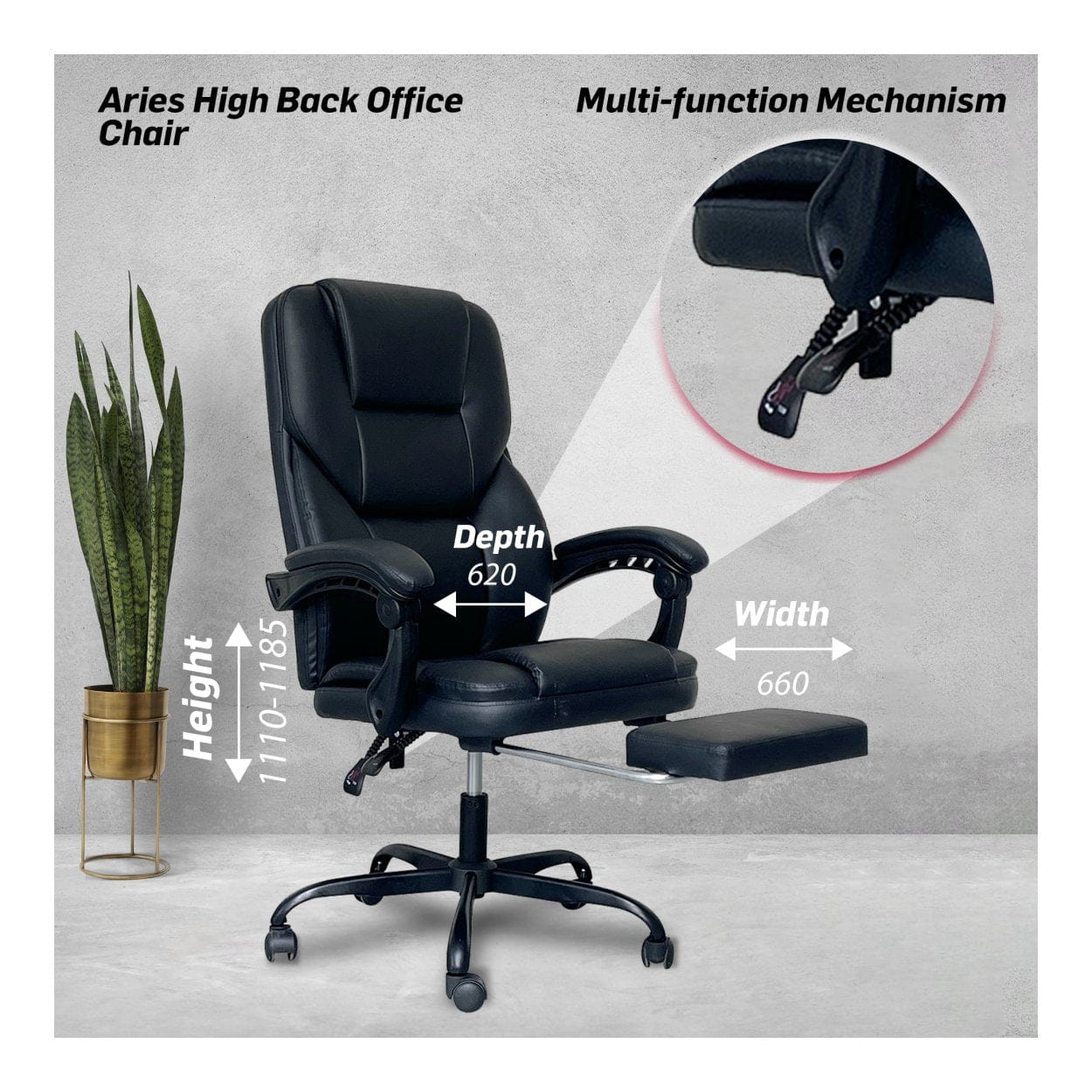 Everfurn Aries High Back Recline Office Chair FD-OC-HB-69 - Image 3