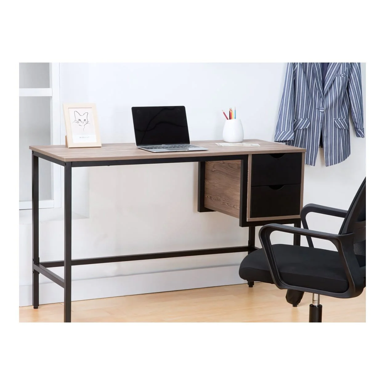 Everfurn Rampart With Two Drawers Office Desk CT-1621 - Image 3
