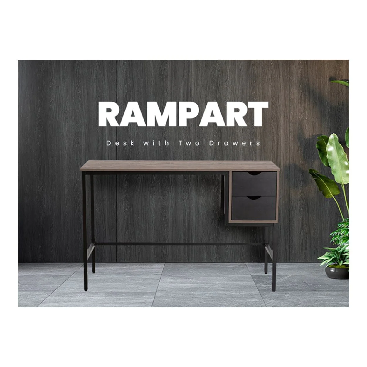Everfurn Rampart With Two Drawers Office Desk CT-1621 - Image 4