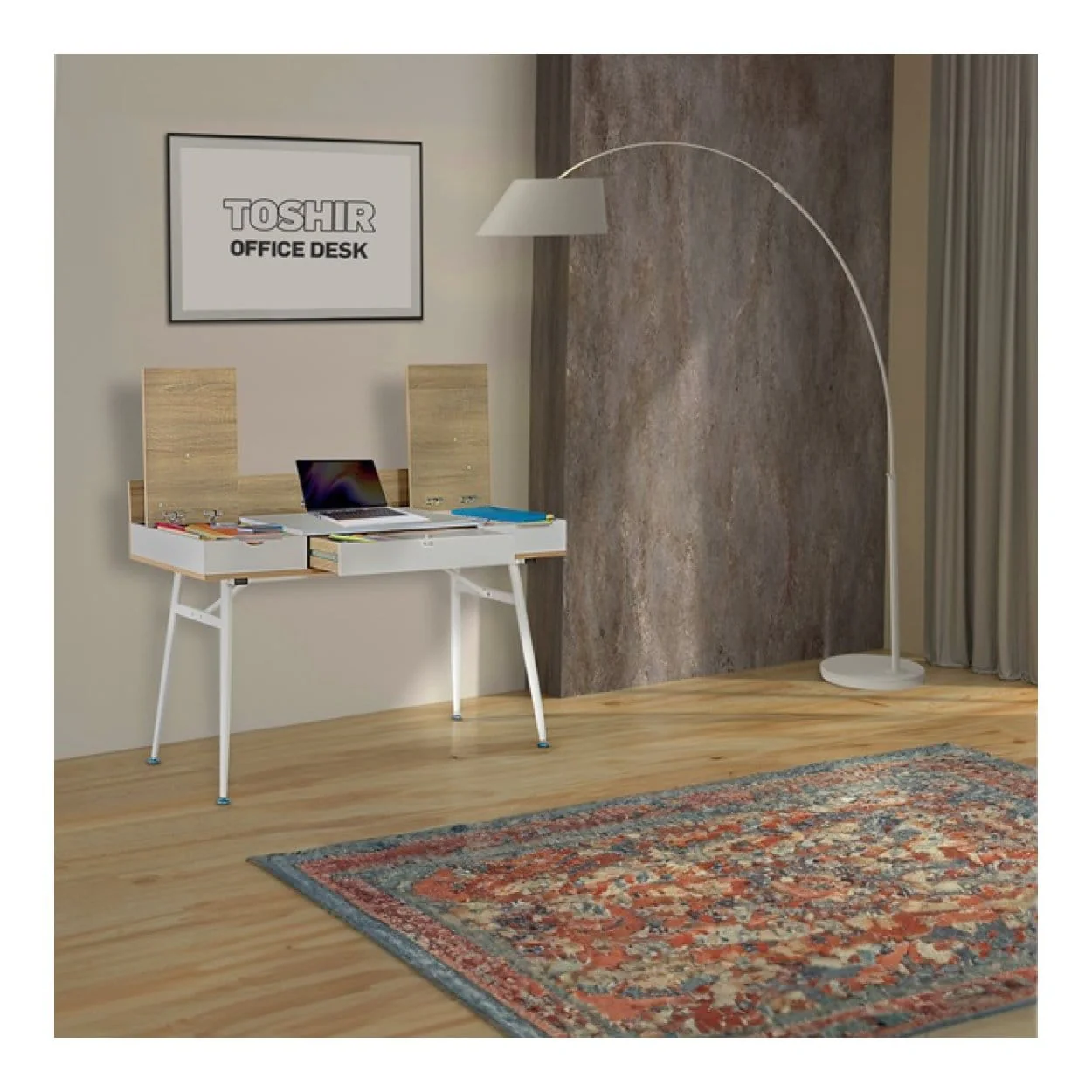 Everfurn Toshir Desk Oak Dark Finish FD-OD-72 - Image 5