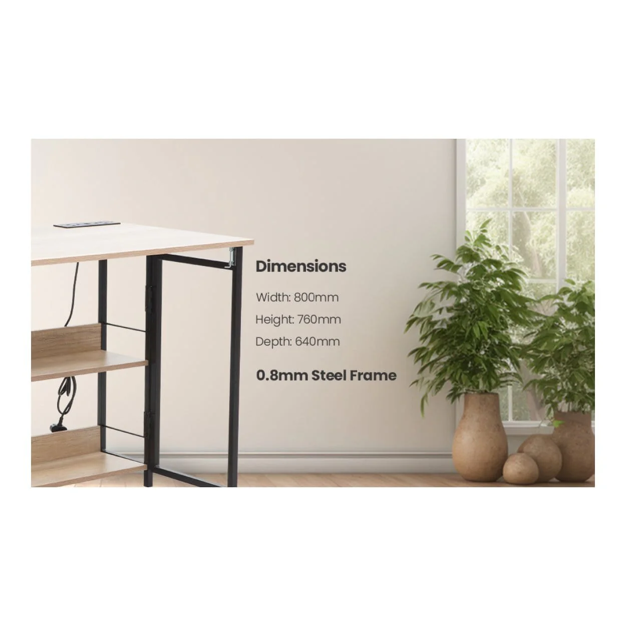 Everfurn Viron Folding Desk FD-OD-SD-11 - Image 12