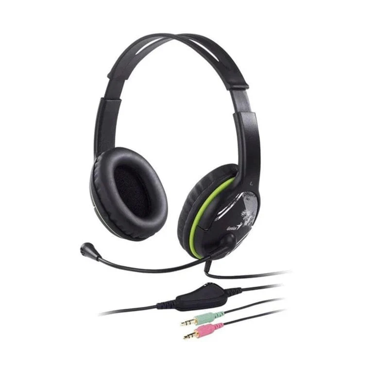 Genius HS-400A 3.5mm Wired Headset with Mic Black and Green 31710169100 - Image 2