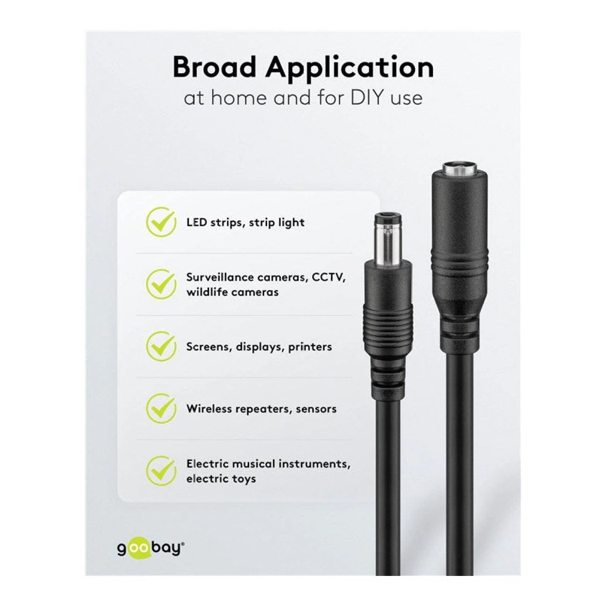 Goobay 5.5x2.5mm DC Extension Cable Black 71402 - Image 5