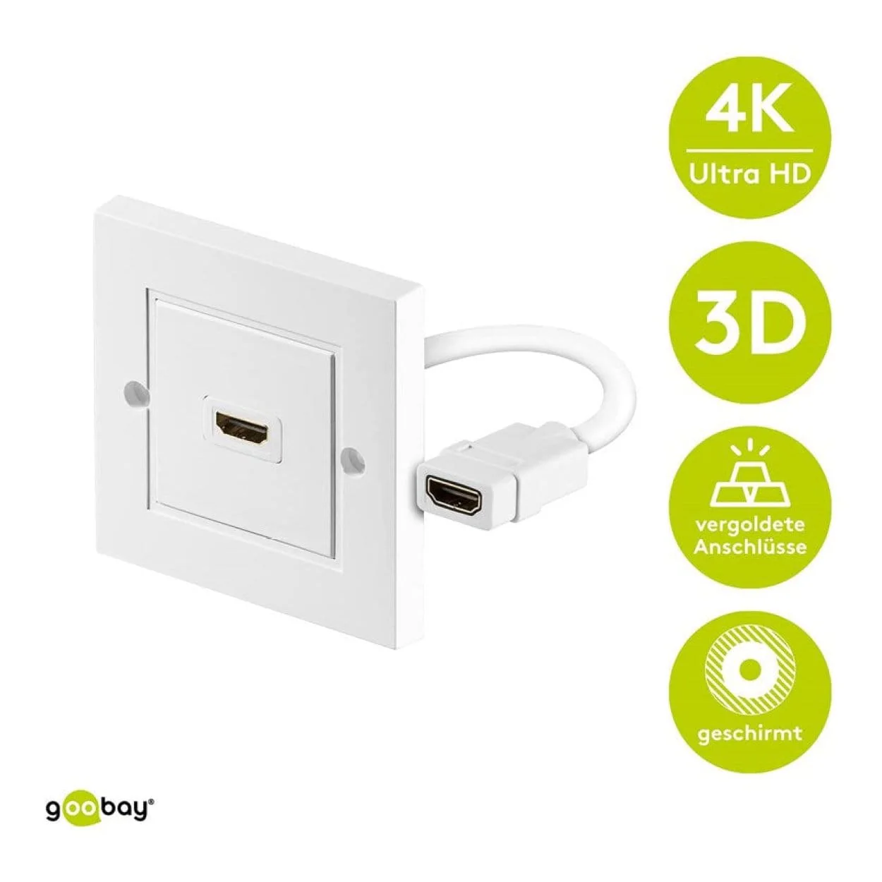 Goobay HDMI Gold-Plated Wall Socket White 51722 - Image 3
