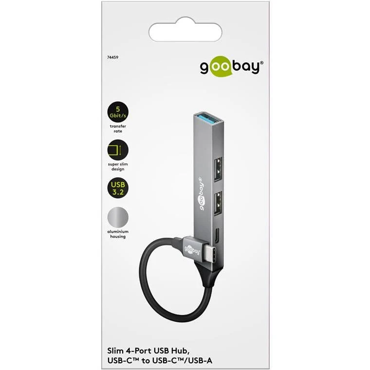 Goobay USB 3.2 Gen 1 Type-C 5000 Mbit/s Interface Hub Light Grey 74459 - Image 2