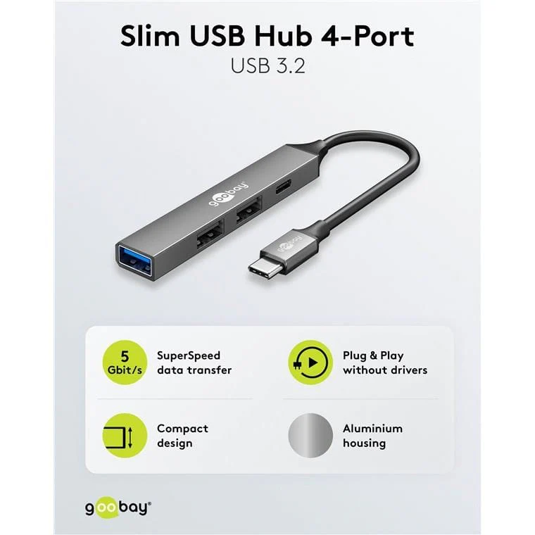 Goobay USB 3.2 Gen 1 Type-C 5000 Mbit/s Interface Hub Light Grey 74459 - Image 9