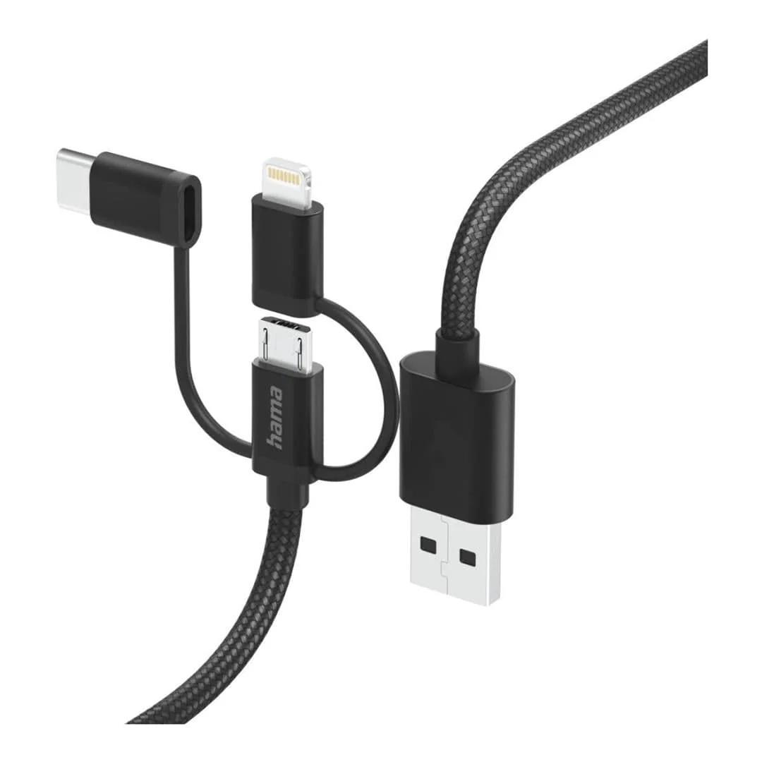 Hama 3-in-1 Multi Charging Cable 1.5m Black 201536