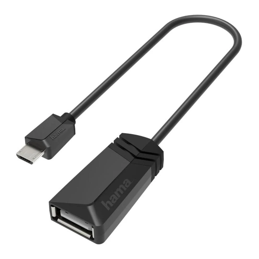 Hama Micro-USB Male to Type-A Female Socket OTG Adapter Black 200308
