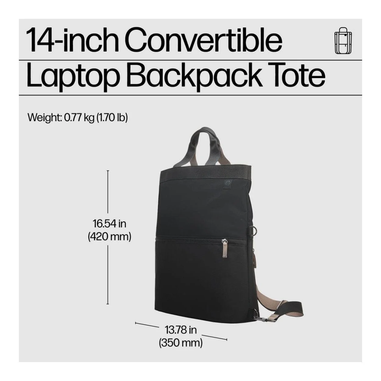 HP 14-inch Convertible Notebook Backpack Tote 9C2H0AA - Image 9