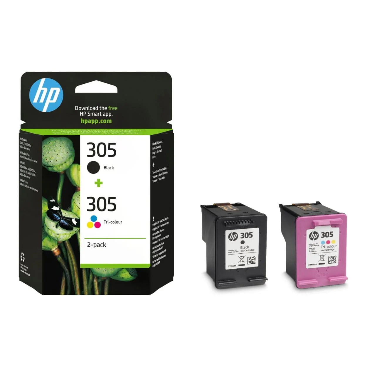 HP 305 Tri-Colour and Black Printer Ink Cartridges Original 6ZD17AE Multi-pack - Image 2