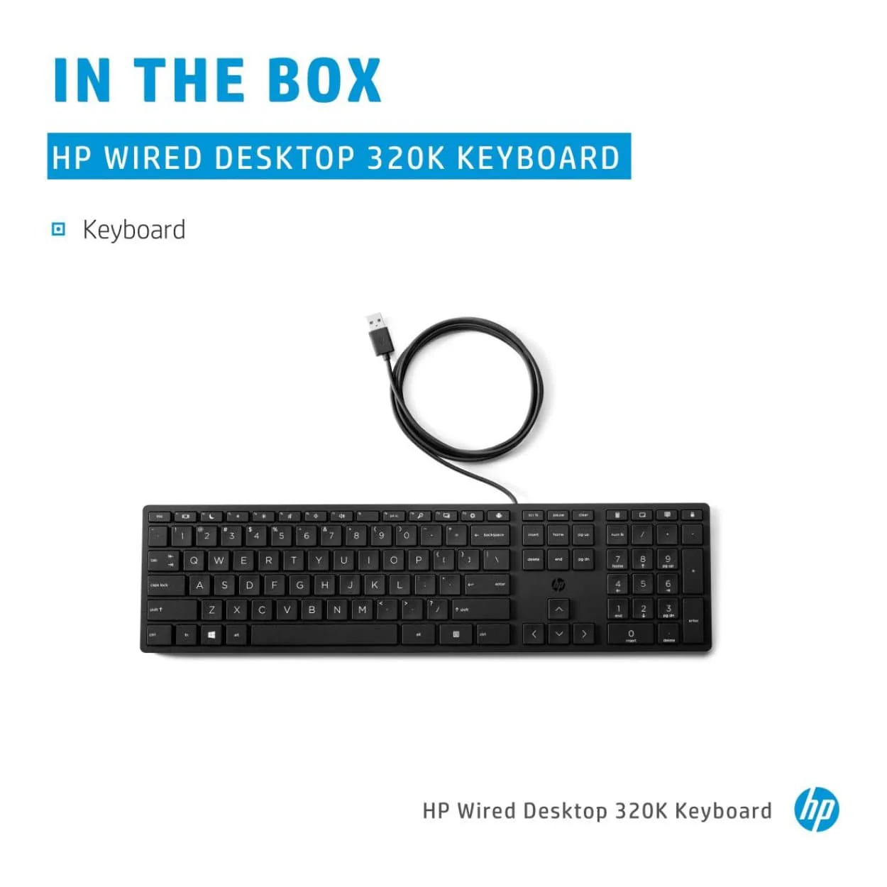 HP 320K Wired USB Keyboard Black 9SR37UT - Image 8