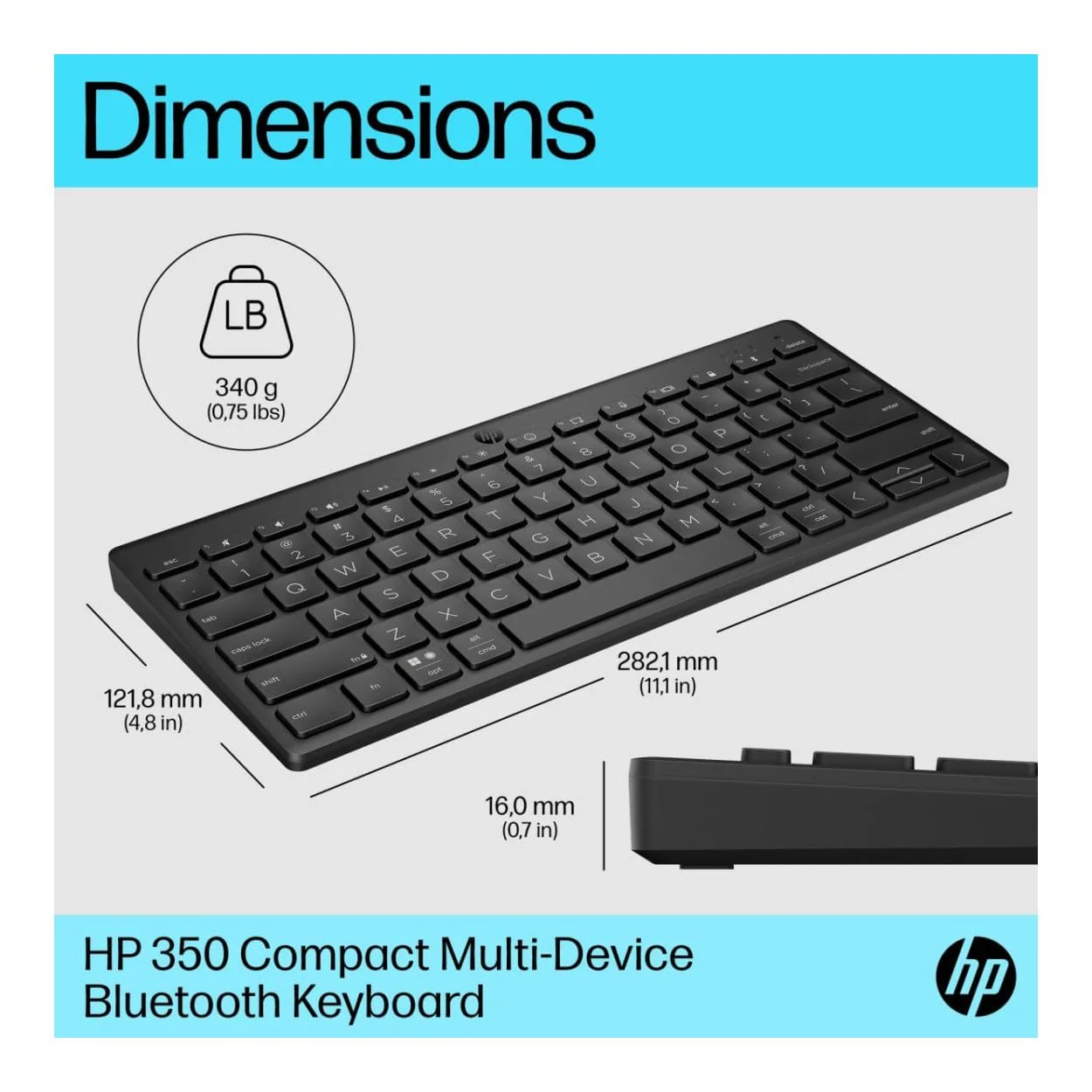 HP 350 Compact Multi-Device Wireless Keyboard 692S8AA - Image 11