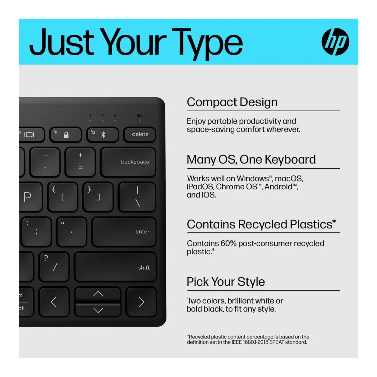 HP 350 Compact Multi-Device Wireless Keyboard 692S8AA - Image 9