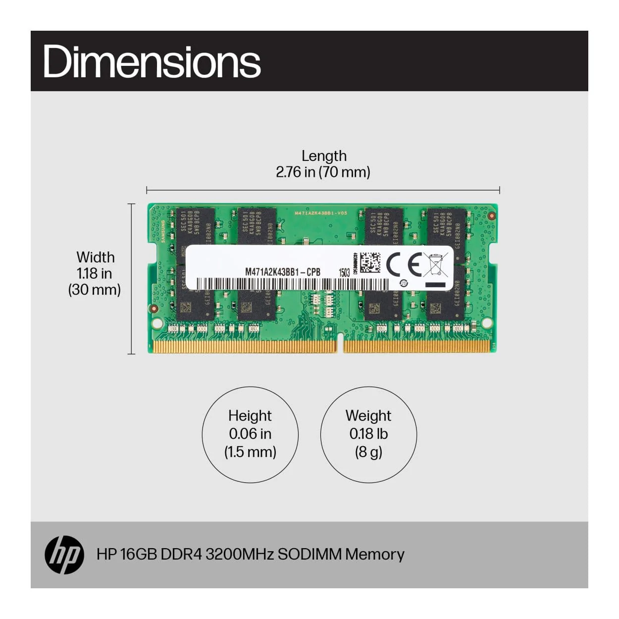 HP 8C4X9AA SODIMM Memory Module 16GB DDR4 3200MHz - Image 2
