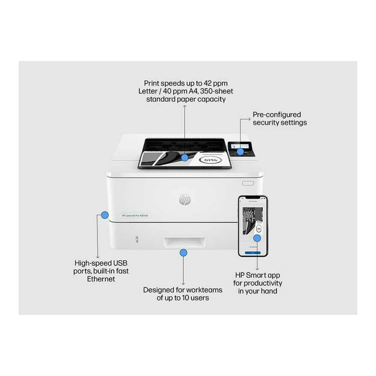 HP LaserJet Pro 4003dn A4 Mono Laser Printer 2Z609A - Image 6